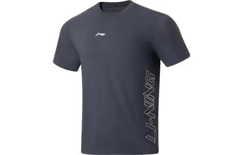 Li Ning Fitness Series T Shirt Men's Mixed Color Dark Gray