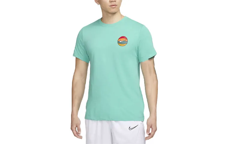 Nike Dri-Fit T-Shirts Men's Turquoise Crew Neck Moderate
