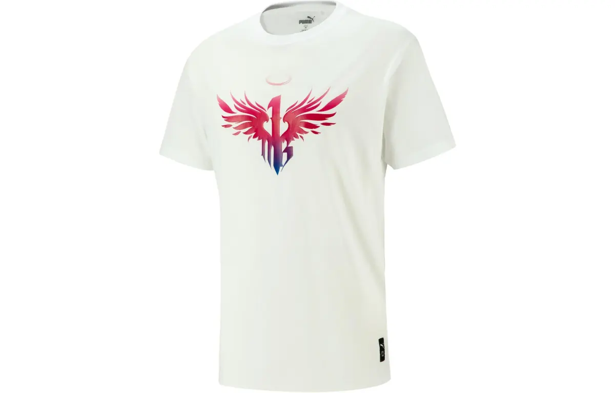 PUMA T-Shirts Men's White Crew Neck Moderate Straight Fit