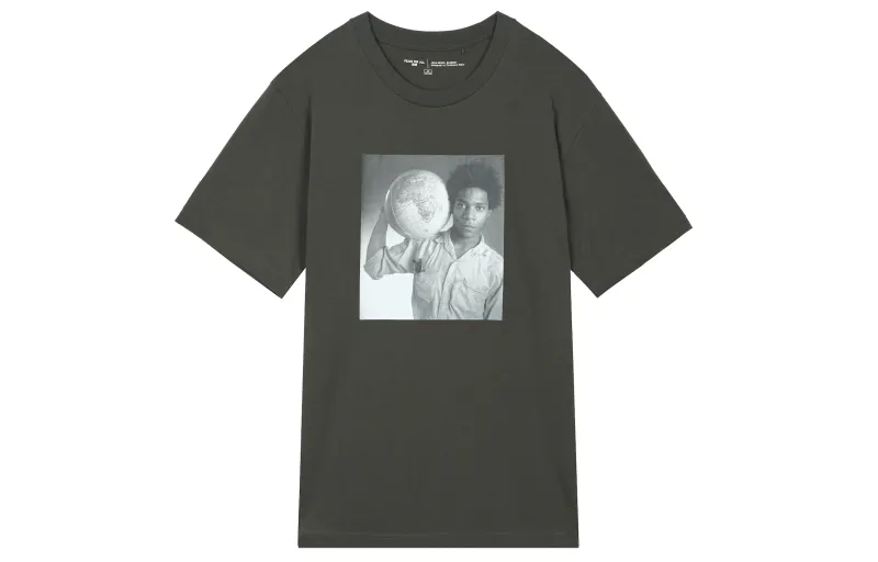 UNIQLO Peace For All Collection T Shirts Men's Dark Gray Crew Neck Moderate Straight Fit