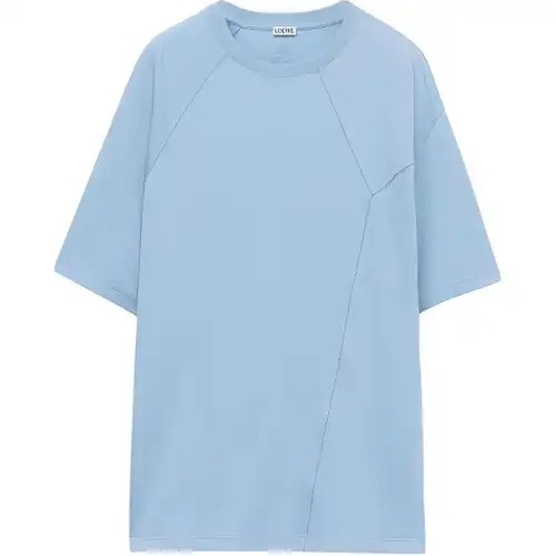 LOEWE T Shirts Men's Sky Blue Crew Neck Moderate Straight Fit