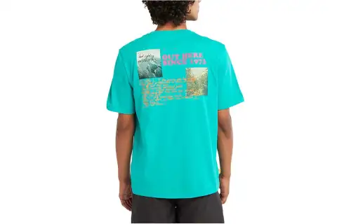 Timberland T Shirts Men's Colombia Green Crew Neck Moderate Straight Fit