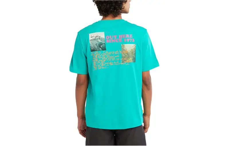 Timberland T Shirts Men's Colombia Green Crew Neck Moderate Straight Fit