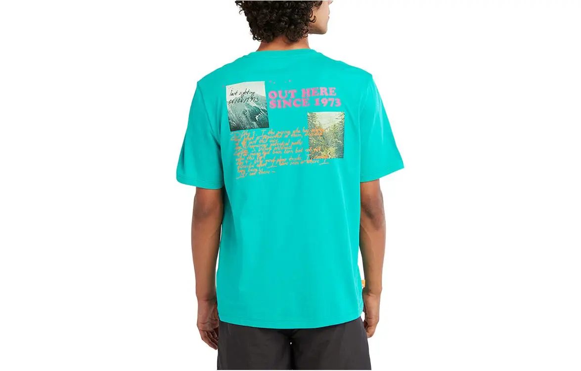 Timberland T-Shirts Men's Colombia Green Crew Neck Thin Straight Fit