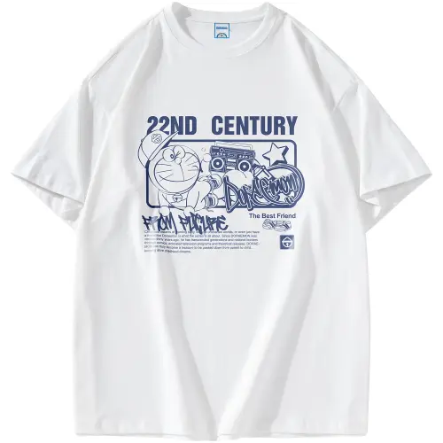 Doraemon T Shirts Unisex Crew Neck Moderate Straight Fit