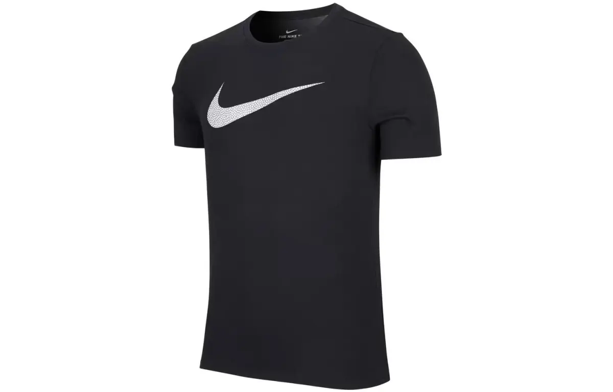 Nike T-Shirts Men's Black Crew Neck Moderate Straight Fit