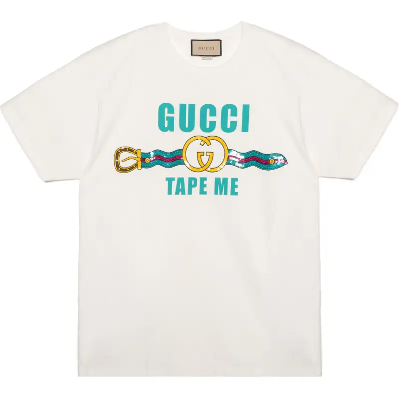 GUCCI T Shirts Unisex White Crew Neck Moderate Straight Fit