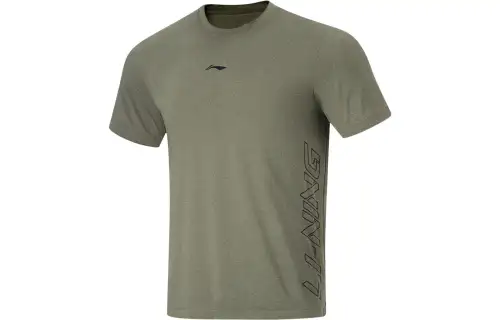 Li Ning Fitness Series T Shirt Men's Mixed Color Army Canvas Green