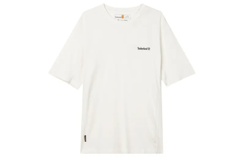 Timberland T Shirts Men's Vintage White Crew Neck Moderate Straight Fit