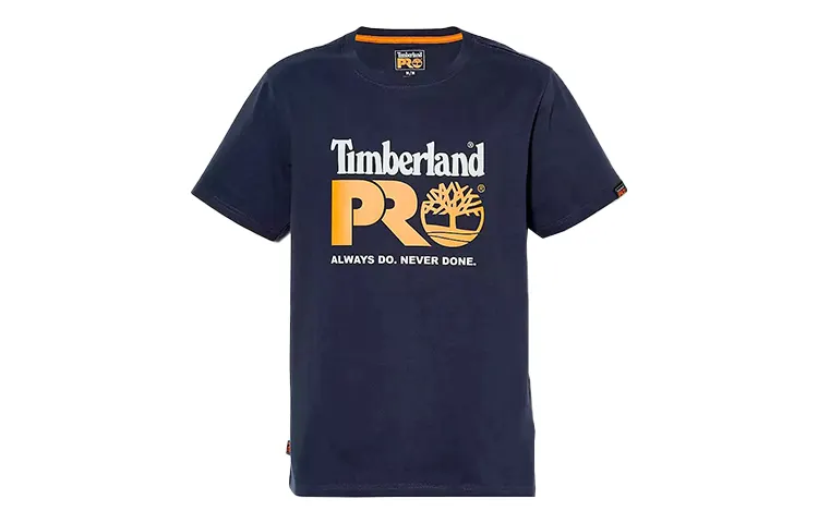 Timberland T Shirts Men's Navy Blue Crew Neck Moderate Straight Fit