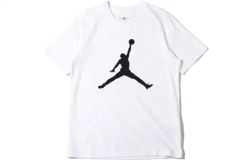 Jordan T Shirts Men's White Crew Neck Moderate Straight Fit