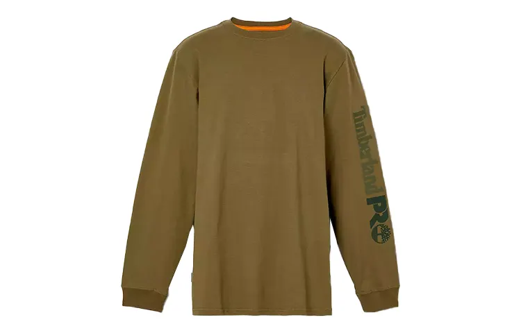 Timberland T Shirts Men's Dark Olive Crew Neck Moderate Straight Fit