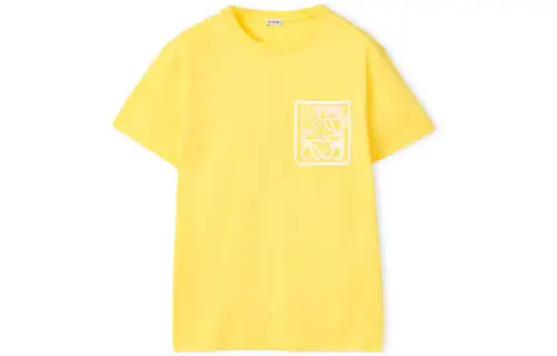 LOEWE Anagram T Shirts Men's Yellow Crew Neck Moderate Straight Fit