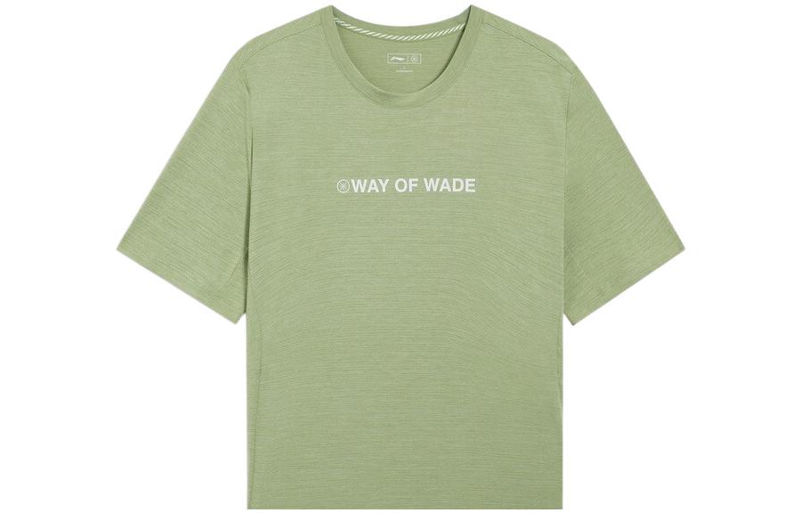 Li Ning Wade series solid color letters quick-drying breathable round neck short-sleeved T-shirt men's mixed color aqua porcelain green