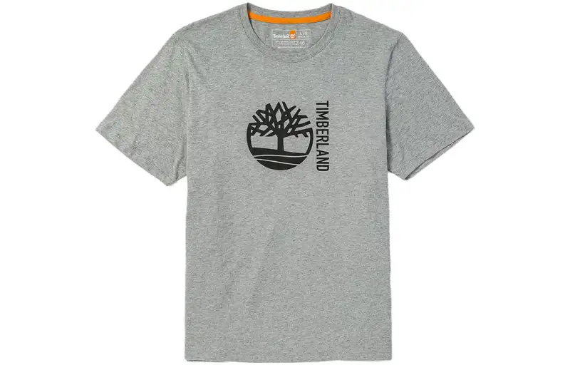 Timberland T Shirts Men's Medium Heather Gray Crew Neck Moderate Straight Fit