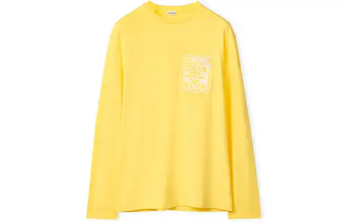 LOEWE T Shirts Men's Yellow Crew Neck Moderate Straight Fit
