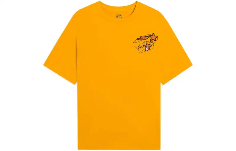 Li Ning X Disney Toy Story T Shirts Men's Wheat Golden Crew Neck Moderate Straight Fit