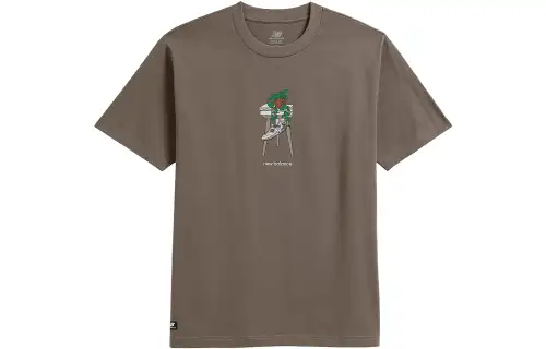 New Balance Houseplant T Shirts Men's Brown Crew Neck Moderate Other