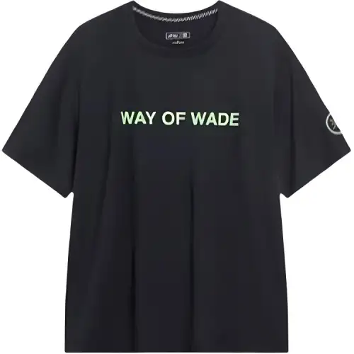 Li Ning T Shirts Men's Black Crew Neck Moderate Straight Fit
