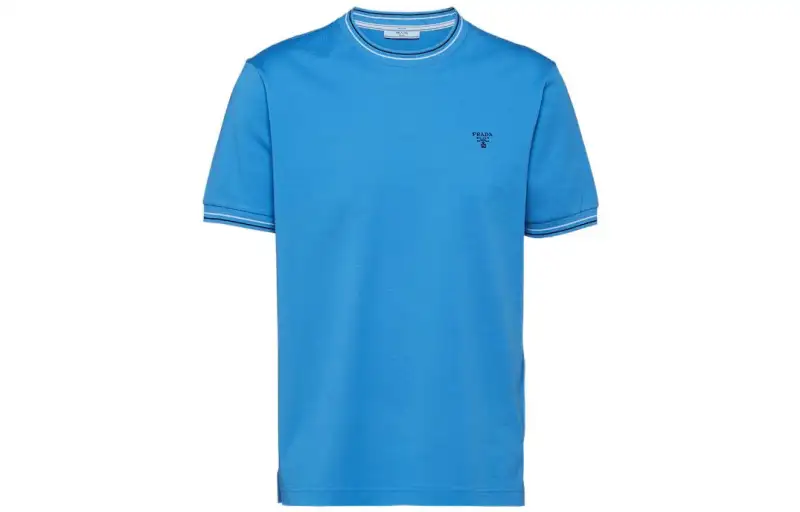 PRADA T Shirts Men's Light Purple Blue Crew Neck