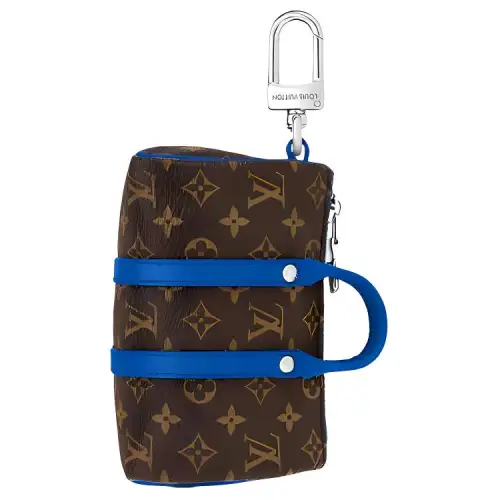 LOUIS VUITTON MINI Keepall Canvas With Leather Keychain Bag Accessory Men's Blue
