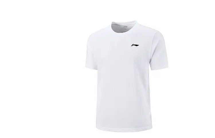 Li Ning T Shirts Men's White Crew Neck Moderate Straight Fit