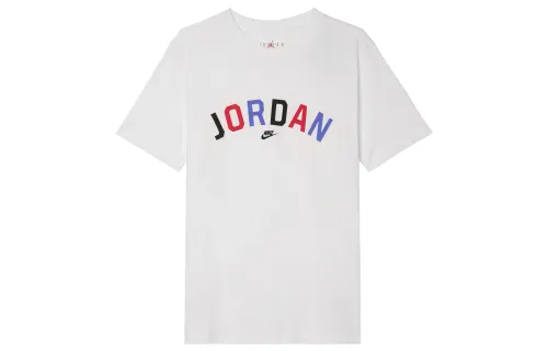 Jordan T Shirts Men's White Crew Neck Moderate Straight Fit
