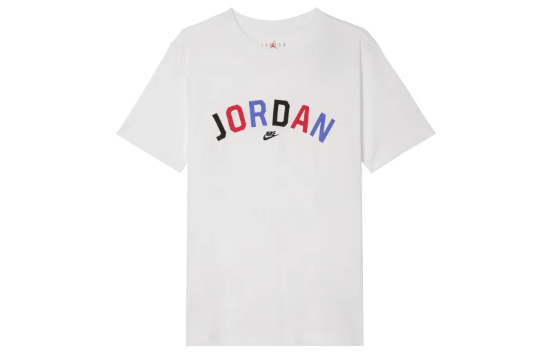 Jordan T Shirts Men's White Crew Neck Moderate Straight Fit