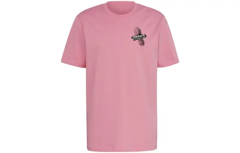 Adidas Originals Adventure Trail T Shirts Men's Pink Crew Neck Moderate Straight Fit