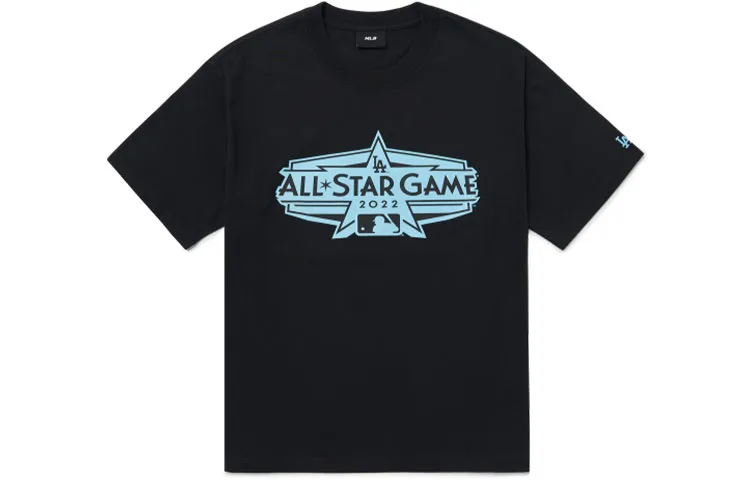 MLB SS22 Letter Print Straight Fit T Shirt Unisex Black