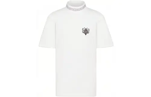 DIOR Quarterly New Products T Shirts Men's White Stand Collar Moderate Straight Fit