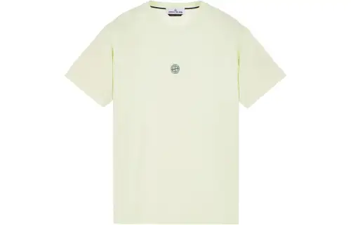 STONE ISLAND T Shirts Unisex Light Green Crew Neck Moderate Straight Fit