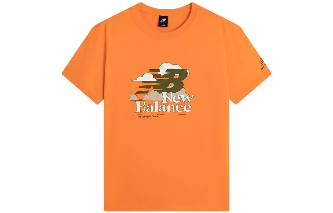 New Balance Men's Logo Print Crewneck Tee Orange
