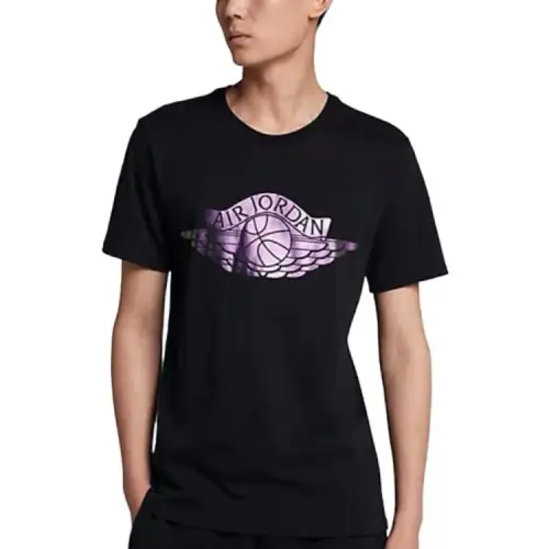 Jordan T Shirts Men's Black Crew Neck Moderate Straight Fit