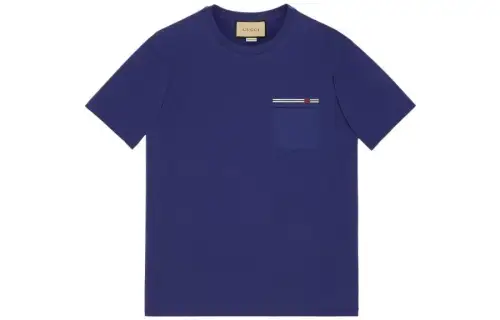GUCCI T Shirts Men's Blue Crew Neck Moderate Straight Fit