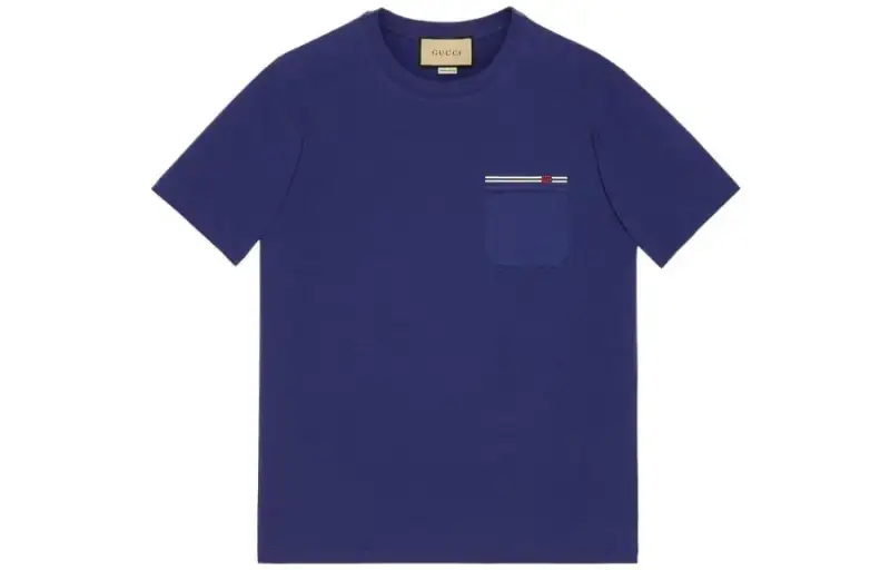 GUCCI T Shirts Men's Blue Crew Neck Moderate Straight Fit