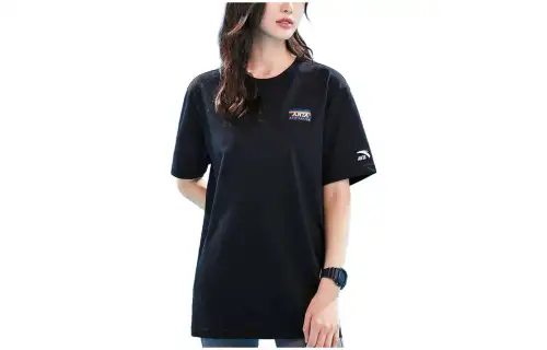ANTA T Shirts Unisex Black Crew Neck Moderate Straight Fit