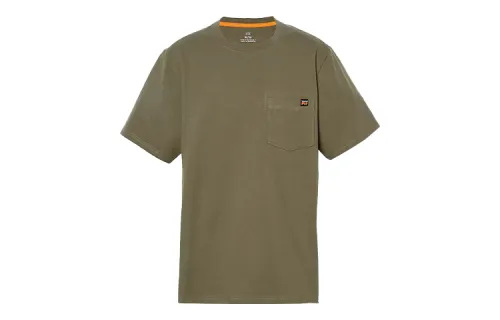 Timberland T Shirts Men's Olive Green Crew Neck Moderate Straight Fit