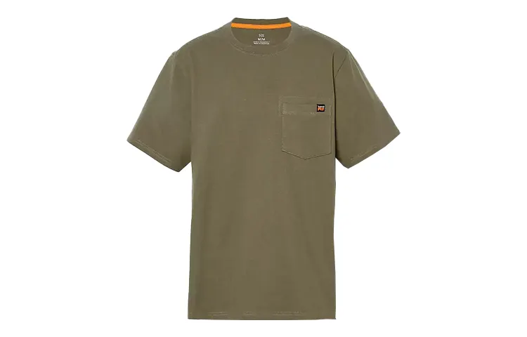 Timberland T Shirts Men's Olive Green Crew Neck Moderate Straight Fit