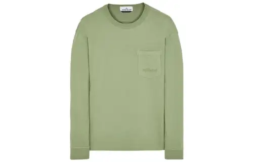 STONE ISLAND T Shirts Men's Sage Green Crew Neck Moderate Straight Fit