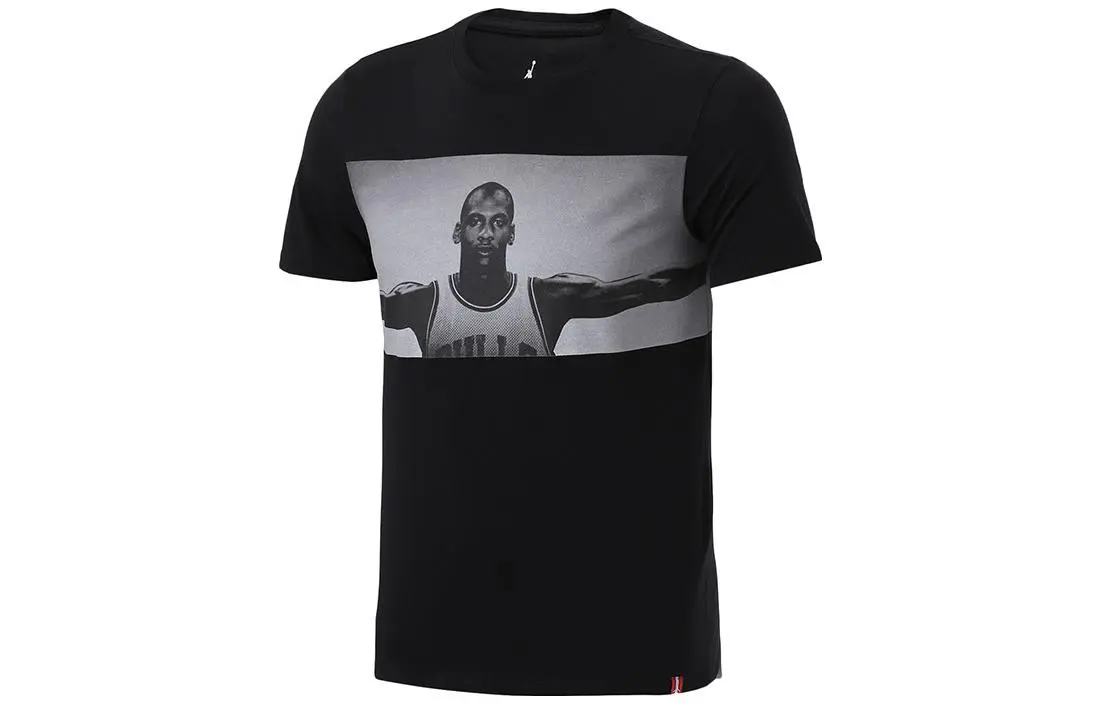 Jordan T-Shirts Men's Black Crew Neck Moderate Straight Fit