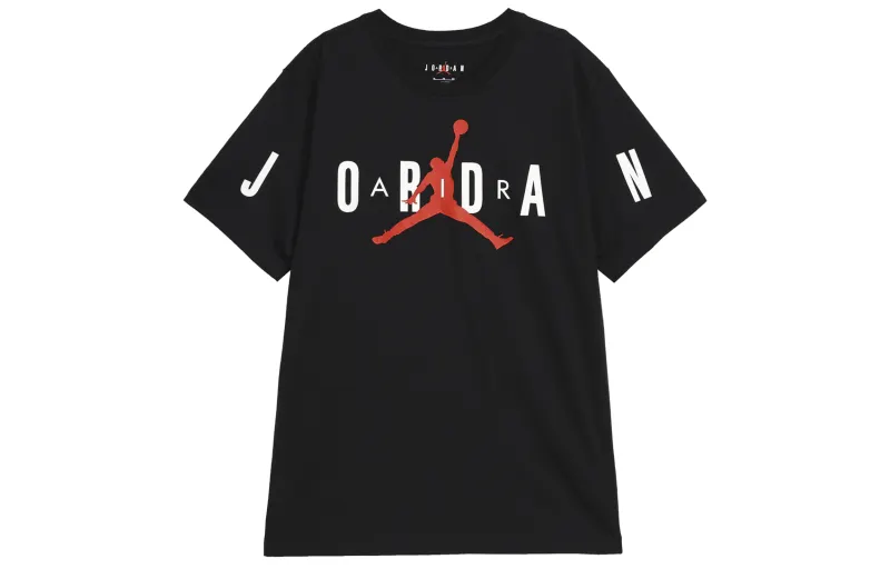 Jordan T Shirts Men's Black Crew Neck Moderate Straight Fit