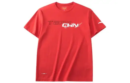 ANTA T Shirts Men's Red Crew Neck Moderate Straight Fit