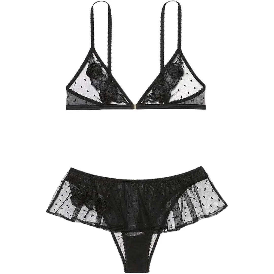 Victoria's Secret Underwear Set Women's Black Polka Dot
