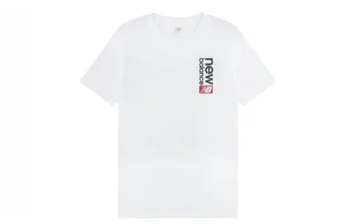 New Balance T Shirts Men's White Crew Neck Moderate Straight Fit
