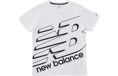 New Balance T Shirts Men's White Crew Neck Moderate Straight Fit