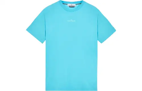 STONE ISLAND T Shirts Men's Sky Blue Crew Neck Moderate Straight Fit