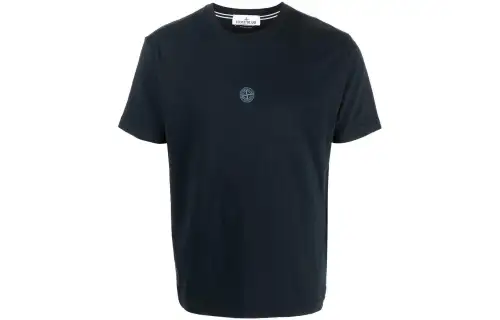 STONE ISLAND T Shirts Men's Marine Blue Crew Neck Moderate Straight Fit