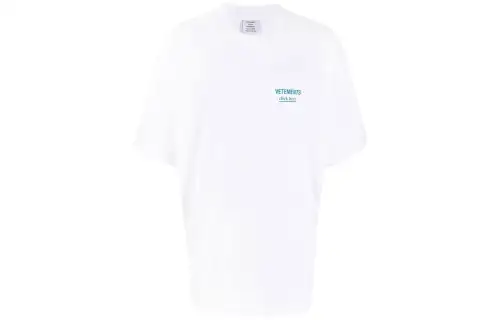 Vetements T Shirts Men's White Crew Neck Moderate Straight Fit