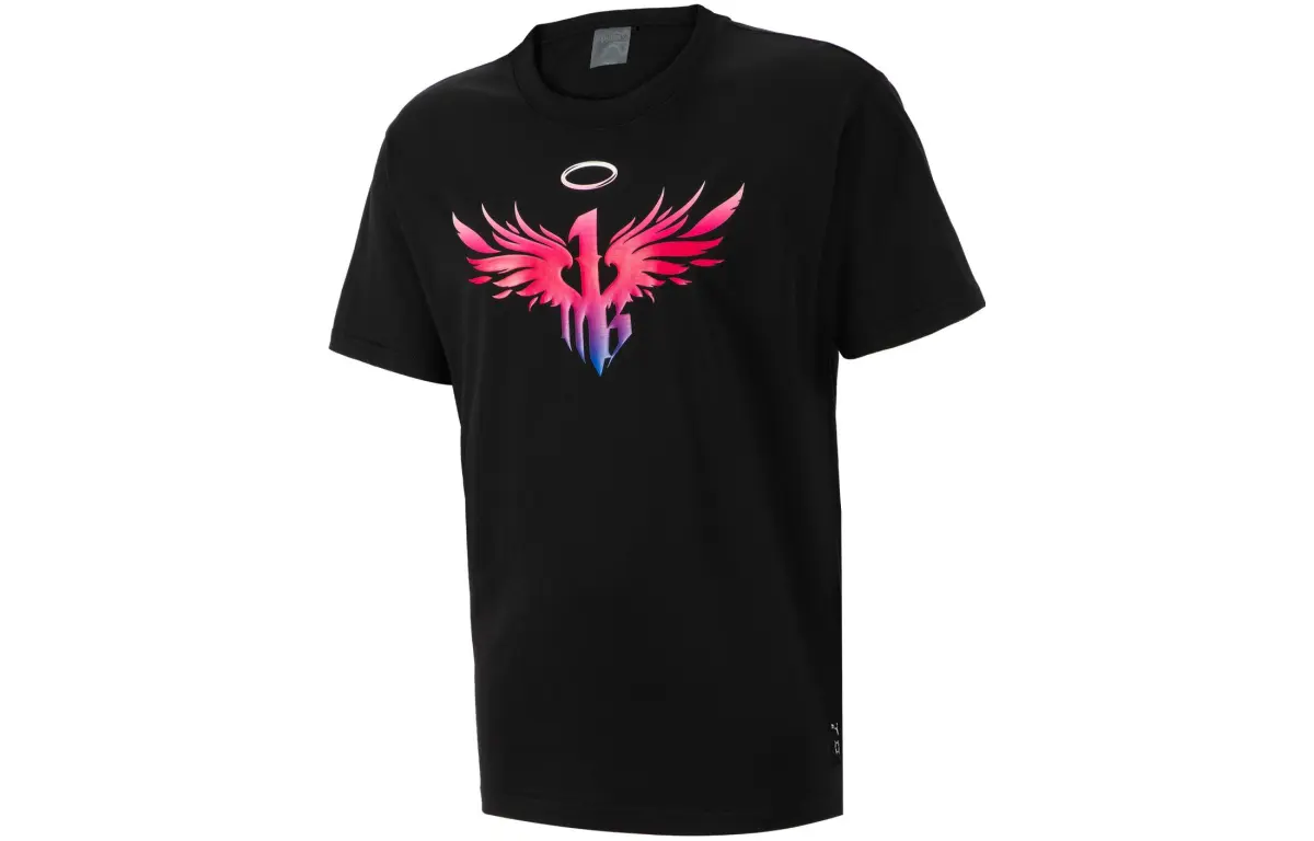 PUMA T-Shirts Men's Black Crew Neck Moderate